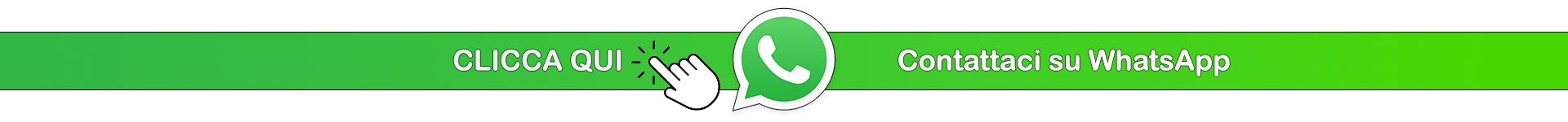 striscia verde con logo whatsapp e mano che indica per contattare la nostra agenzia web